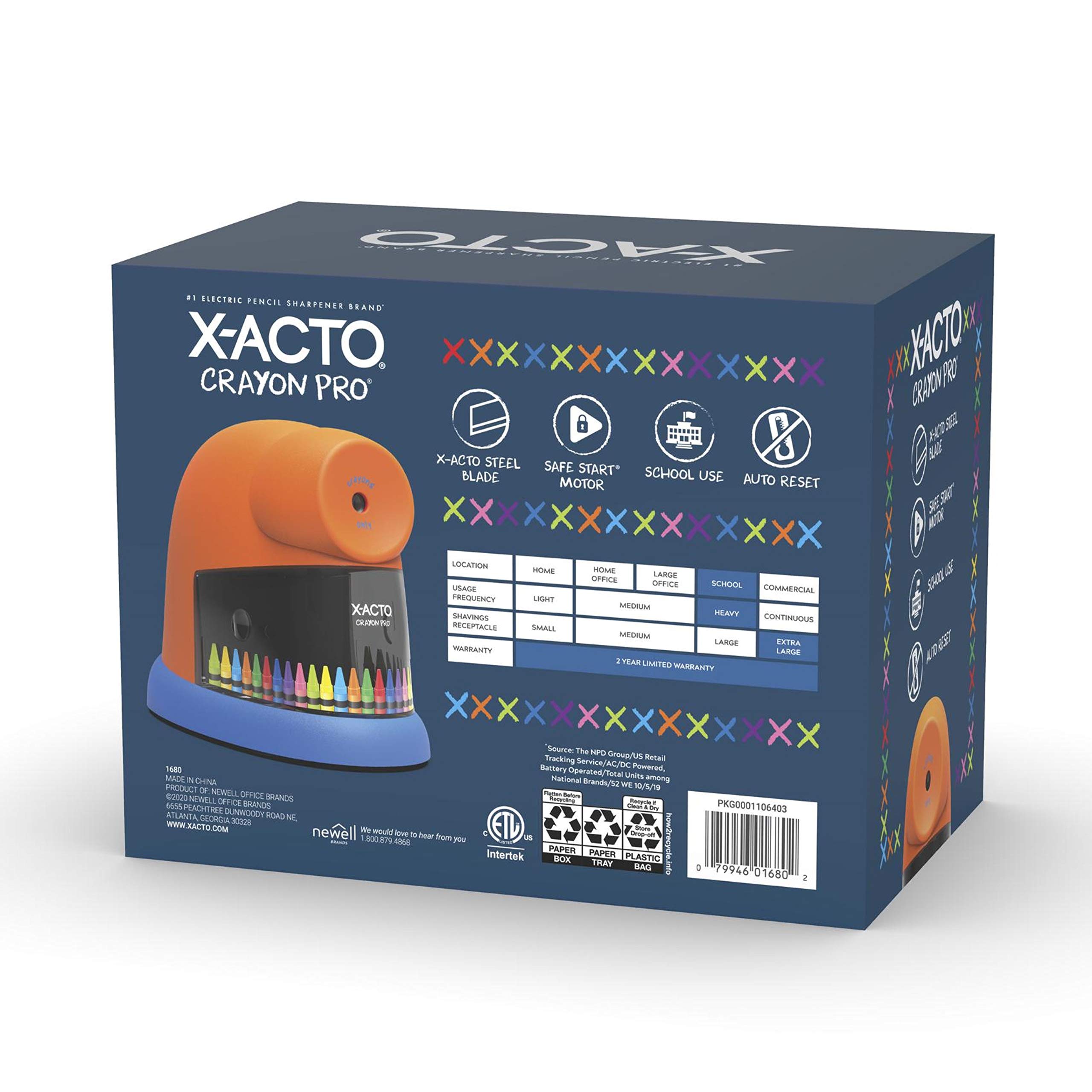 X-ACTO Crayon Pro Electric Sharpener, SafeStart Automatic Motor, Great for Home or School Use