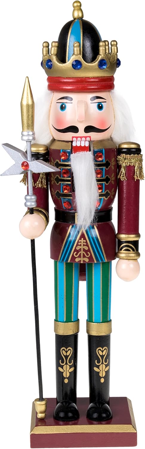 Nutcrackers - Clever Creations Blue King 12 Inch Traditional Wooden Nutcracker, Festive Christmas Décor for Shelves and Tables