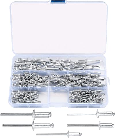 LJHOME 120pc Pop Rivets Assortment Aluminium Blind Rivets 3.2mm 4mm 5mm w/ Box