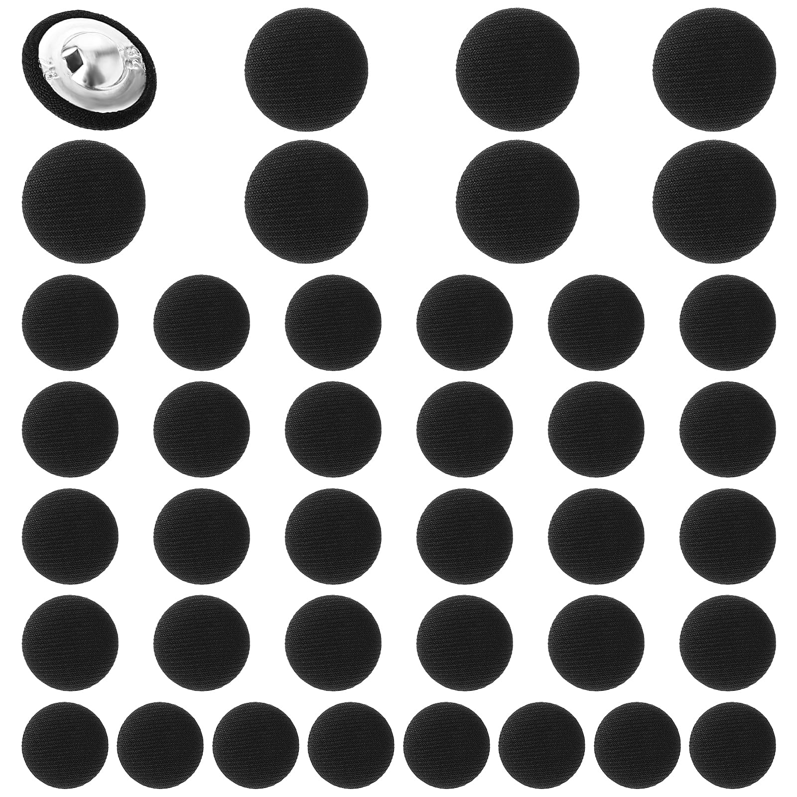 Photo 1 of GEEHUA 40 Pcs Black Buttons, Fabric Cloth Covered with Metal Shank Round Button Tuxedo Suit Vintage Black Coat Sewing Buckle Jacket Coat Blouse Jeans Dress Bridal Gowns Buttons(20mm, 23mm, 25mm)