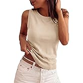PRETTYGARDEN Sleeveless Sweater Tops for Women 2026 Summer Dressy Ribbed Tank Tops Spring Business Casual Work Shirts Blouses