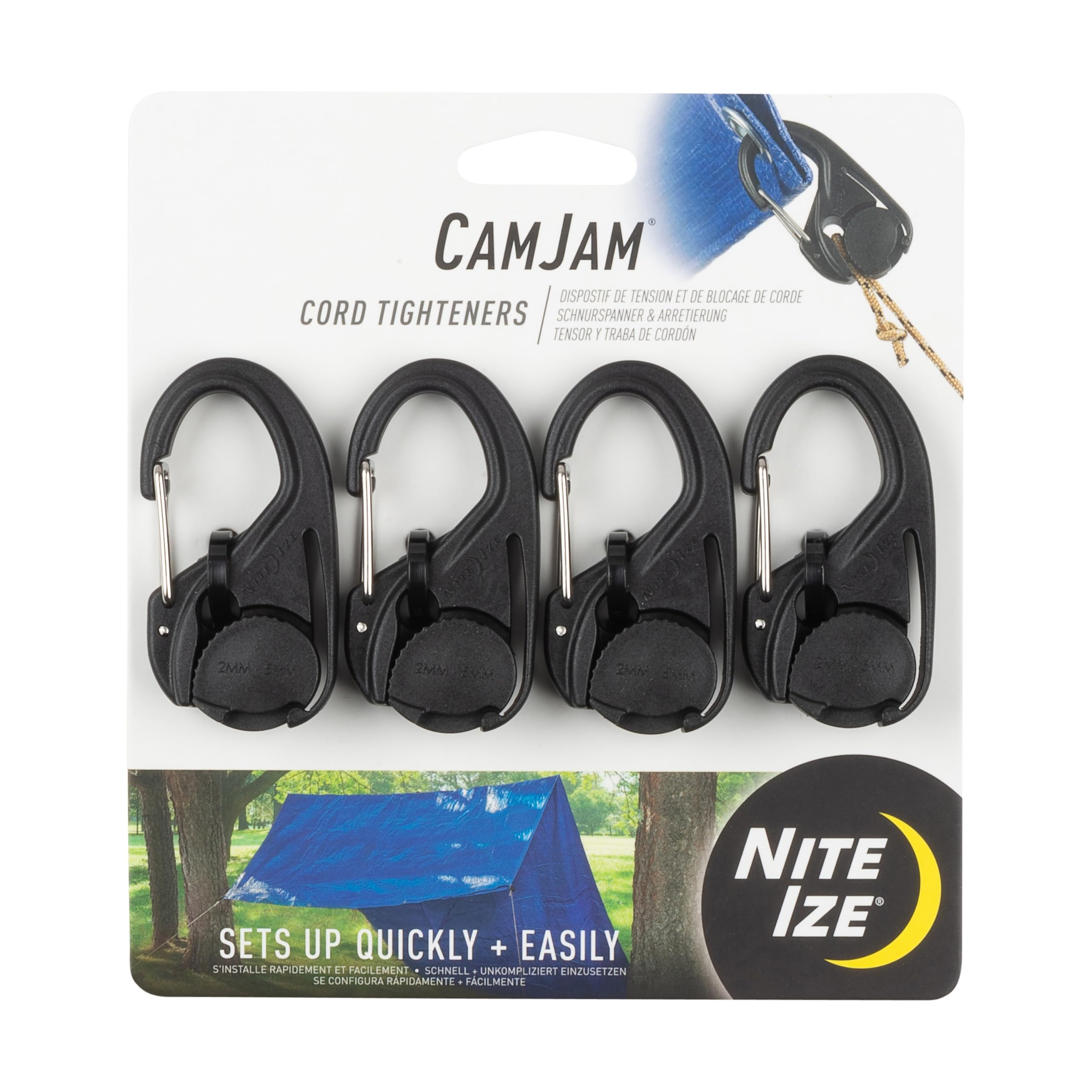 Nite Ize NCJ-01-4R3 CamJam Cord Tightener Plastic Tie Down Mechanism, 4-Pack Without, Black — image 1
