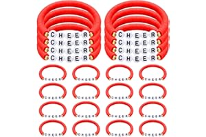 Landical 24 Pcs Cheerleader Gifts Stackable Clay Bead Cheer Bracelets Friendship Bracelets Senior Night Cheer Gifts for Girls(Red)