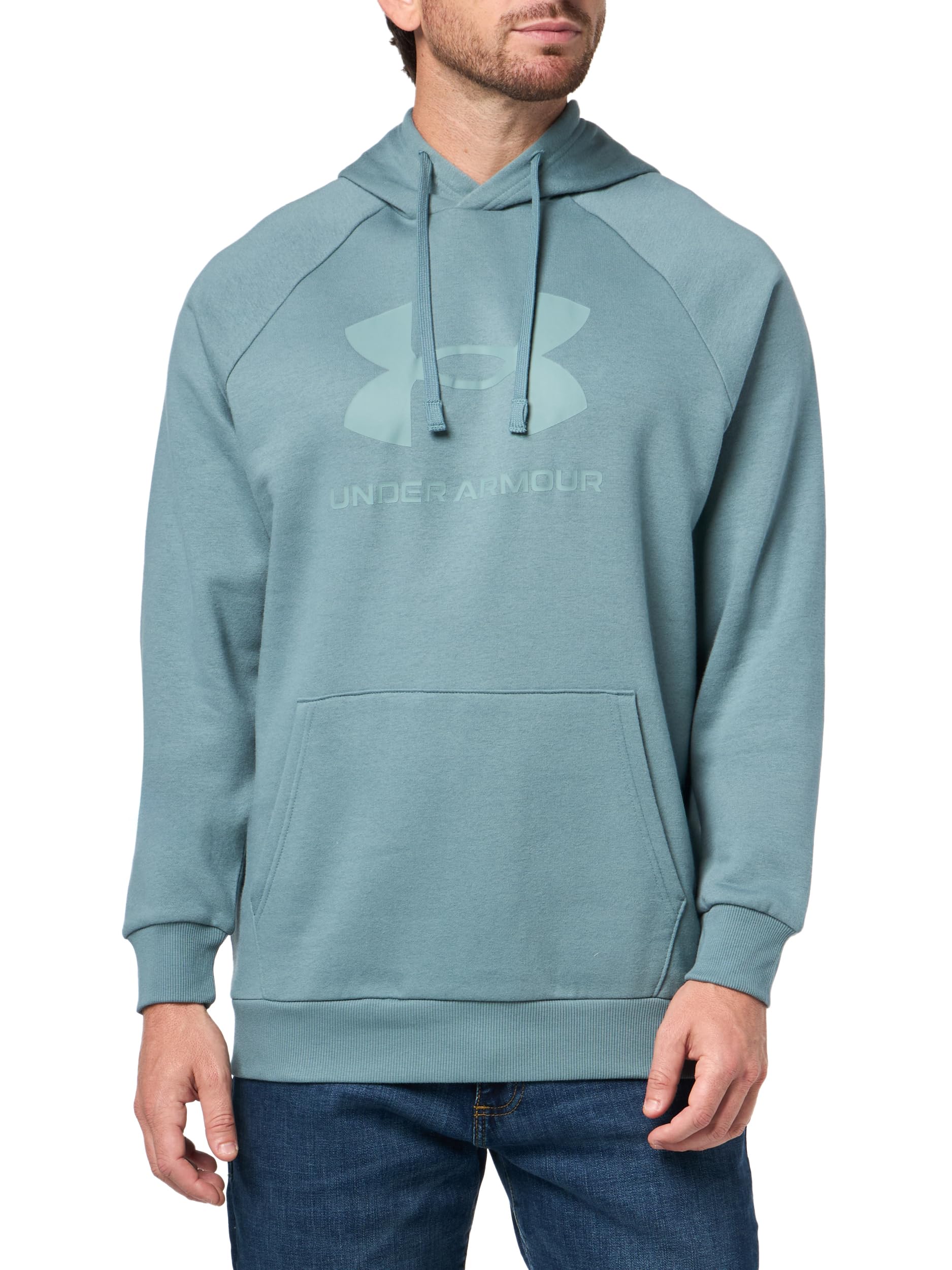 Under Armour Men's Rival Fleece Logo Hoodie, (587) Jasper Blue / / Serpentine, Medium Tall Image