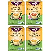 Yogi Tea - Green Tea Variety Pack - 16 Tea Bags Per Pack (4 Pack) - Supports Overall Health & Vitality - Sampler Includes Four Assorted Green Teas - Caffeinated Organic Teas