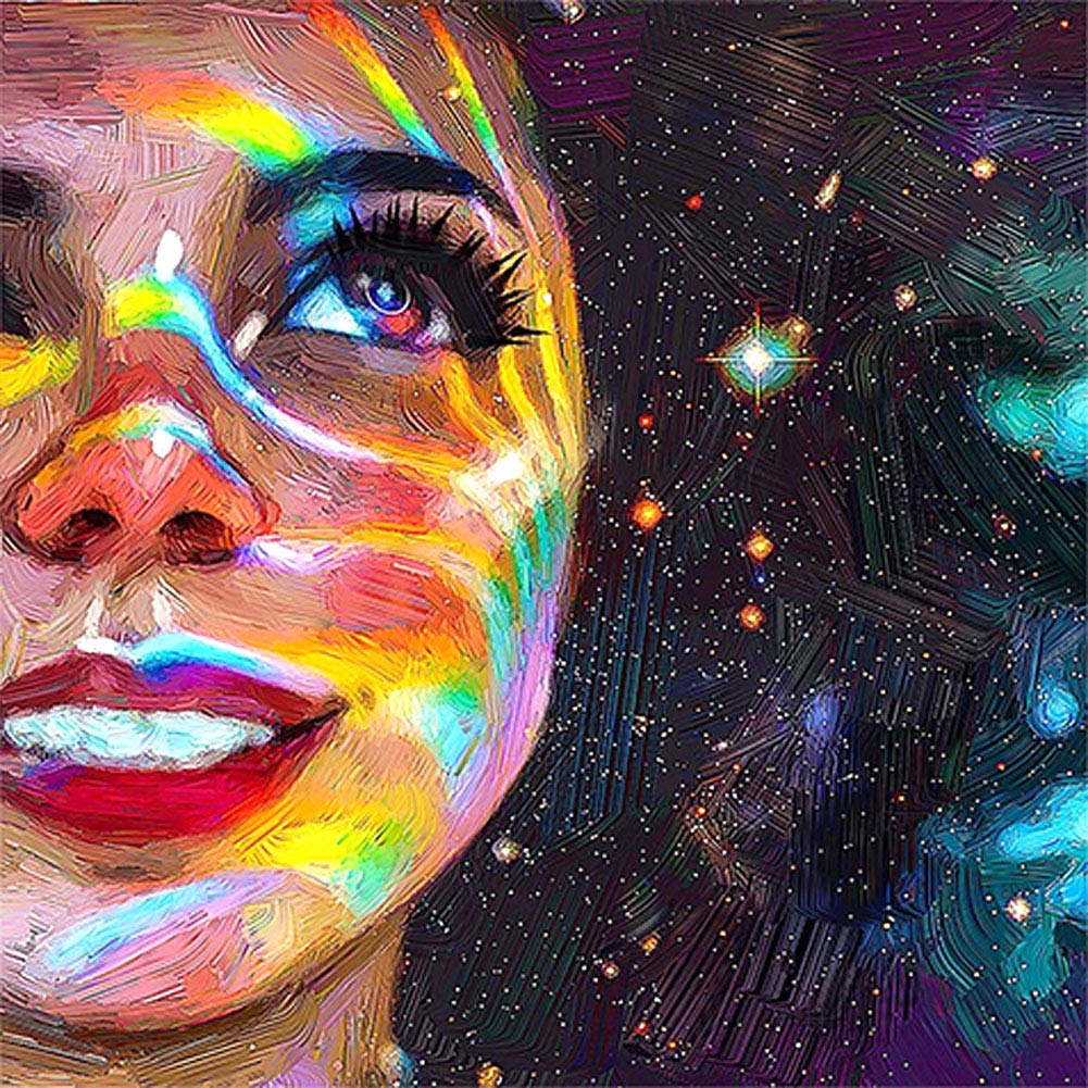 ABEUTY 5D Diamond Painting DIY Full Drill Rhinestones, Starry Girl Beauty, Paint with Diamonds Crystal Diamond Art Kits (Starry)