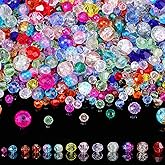 Hpmjz 600 pcs Crystal Glass Beads Assorted Loose Sparkly Bead Supplies Colorful Rainbow Crystal Craft Beads Faceted Teardrop Rondelle Briolette for Jewelry Making DIY Necklace Wristband Earring Kit