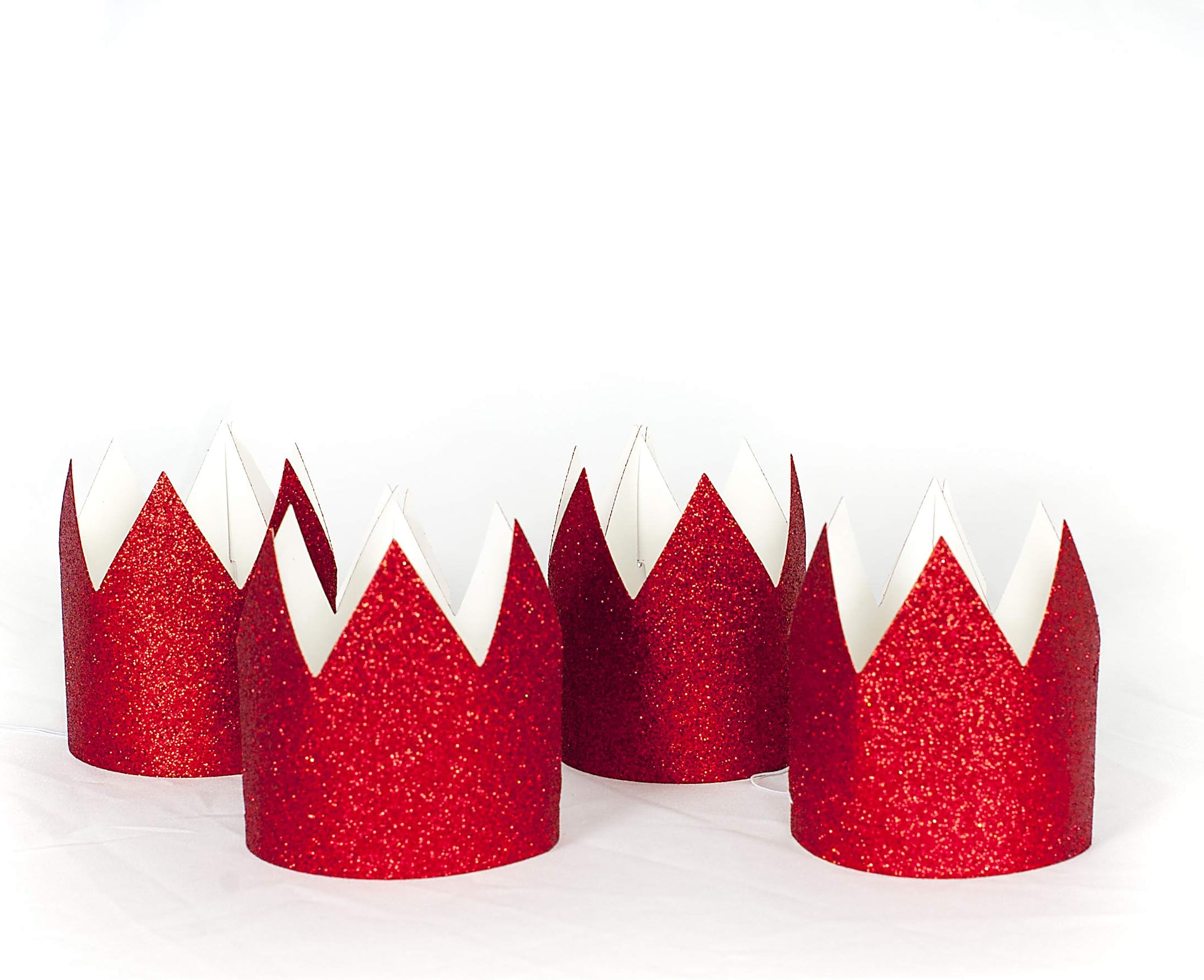 On The WallQueens Jubilee Party Red Glitter Crowns ( Pack 4 )