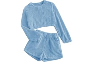 Mafulus Girls Pants Sets Two Pieces Kids Comfy Lightweight Long Sleeve Fleece Sets with Pockets