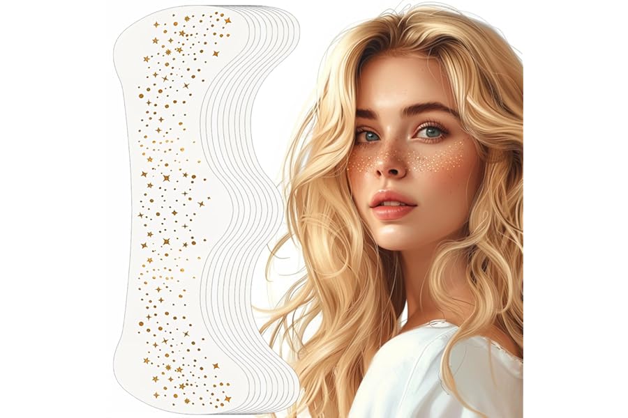 Glitter Freckles Face Tattoo, Glitter Freckles for Face, 10pcs Gold Sparkle Freckles, Face Glitter Makeup Patches