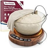 Pakusane SourKeeper, Larger 2-in-1 Sourdough Starter Warmer Pro - 2026 Upgrade Larger Heating Plate, Dough Temp Probe, 1&deg;F Control (70&ndash;110&deg;F), 24H Timer, Real-Time Monitoring Walnut,6.5inch