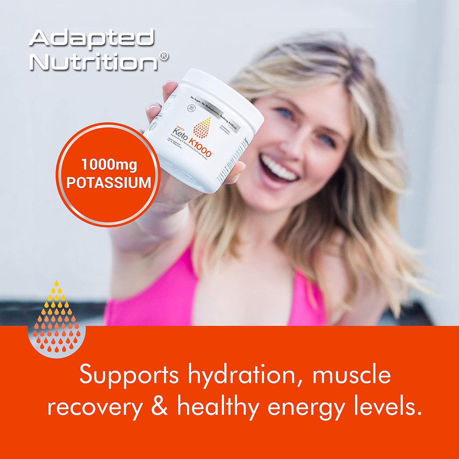 Keto K1000 Electrolyte Powder | Boost Energy & Beat Leg Cramps | No Maltodextrin or Sugar | No Ingredients from China | Delicious Orange, Lighter Stevia Taste | 50 Servings: Health & Personal Care