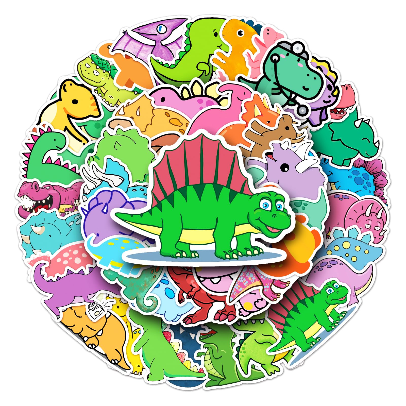 Dinosaur Stickers 50PCS Cartoon Dragon Vinyl Decals Waterproof Sticker Pack for Kids Teens Boys Girls Dino Party Favors Gifts Laptop Water Bottles Phone Case Suitcase Scrapbook Journal