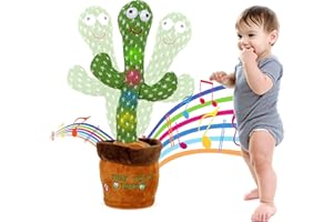 Tiny Tots Toys 125 Songs Dancing, Singing, Talking Cactus | 5-Level Volume Control | 35 Nursery Rhymes for Toddlers and Up | Interacts, Mimics and Wiggles with Dazzling LED Lights