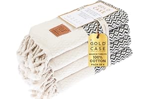 GOLD CASE HOME COLLECTION Gold CASE Turkish Hand Towels for Bathroom Set of 4-20x40-100% Cotton Bathroom Hand Towels - Zeus Kitchen Hand Towel for Spa, Face, Tea & Dishcloth - Decorative Hand Towels - Black