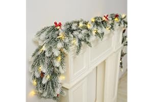 TRYTUNY Christmas Norfolk Pine Garland,9Ft Real Touch Norfolk Pine Garland, Artificial Pine Greenery Christmas Garlands for Table Fireplace Wall Home Indoor Outdoor Decoration