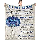 Gifts for Mom from Son, Romantic Birthday Gifts from Son to My Mom Flannel Blanket for Mama from Son Mother Day Birthday Presents for Mom Soft Throw Blanket 60"*50"