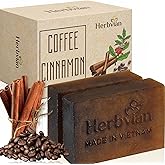Herbvian 2 Pcs Vietnamese Coffee Cinnamon Soap Bars, Warmth Body and Face Soap, Cleaser Back Acne Body Soap for Men, Women, Teen and All Skin Types