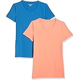 Amazon Essentials Women's Regular-Fit Short-Sleeve T-Shirt (Crewneck and V-Neck Options), Multipacks