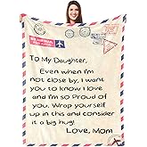 UFOORO Throw Blanket Gifts for Daughter, 55"X70" Valentines to My Daughter Blanket from Mom, Daughter Gifts from Mom on Christmas Mothers Valentines Day Birthday Throw Blanket Gift