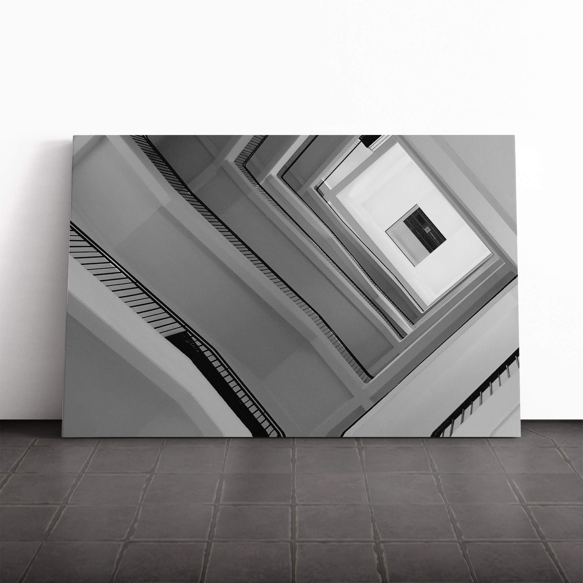 Architecture Staircase (4) Canvas Print | Gallery Wrapped 30mm Frame Wall Art | 20x14 inches | Ready to Hang | Modern Cityscape Picture | Living Room Bedroom Lounge Office