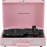 Crosley CR8005E-BH Cruiser Plus Vintage 3-Speed Bluetooth in/Out Suitcase Vinyl Record Player Turntable, Blush