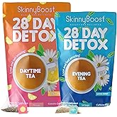 Skinny Boost Detox Tea Kit-Slimming Tea for Weight, Metabolism, Energy, Bloating & Colon Cleanse – Green Tea, Herbal, Vegan, Keto, Non-GMO, Sugar-Free-2 PACK –1 Daytime (28 Bags) + 1 Evening -(14 Bags)