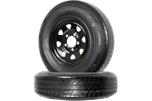 eCustomrim 2-Pack Trailer Tire On Rim Radial ST175/80R13 175/80 Load Range C 5-4.5 Black Spoke Wheel - 6 Year Warranty w/Free Roadside