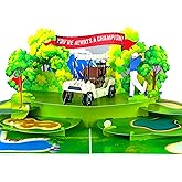 Champion Golf Pop Up Birthday Card – 3D Fathers Day Card for Men, Dad, Husband, Grandpa, Son – Unique Greeting for Golf Lovers, Anniversary, Retirement, Boss – “You’re Always a Champion!” – 6x8 in