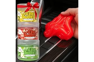 Slime Buddies Cleaning Slime | (3 Pack) 1 Lemon, 1 Apple, 1 Strawberry Scented Car Cleaning Gel | Car Interior, Cup Holder, & Keyboard Detailing Tool | Reusable Putty for Loose Dust & Dirt