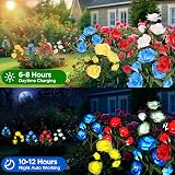 HELESIN Solar Flower Lights 2 Pack Red Rose Garden Stakes IP65 Waterproof view 6