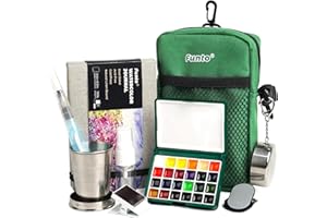Funto Mini Watercolor Paint Set, All-In-One 24-Color Christmas Green Gift Travel Paint Kit, with Crossbody Bag, Watercolor Journal, Paint Water Cup, Pocket Set for Artists