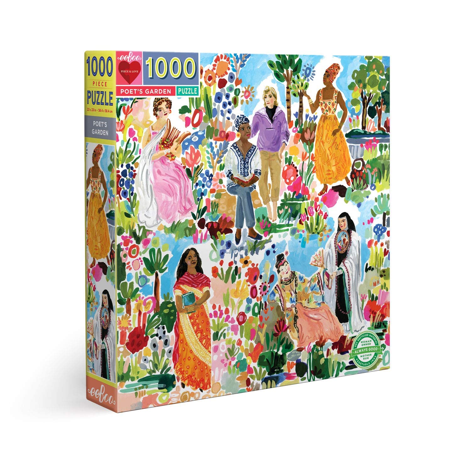 eeBoo PZTPOT Poet's Garden Jigsaw Puzzle for Adults, 1000 Piece - Recycled Cardboard Garden of Poets — image 1