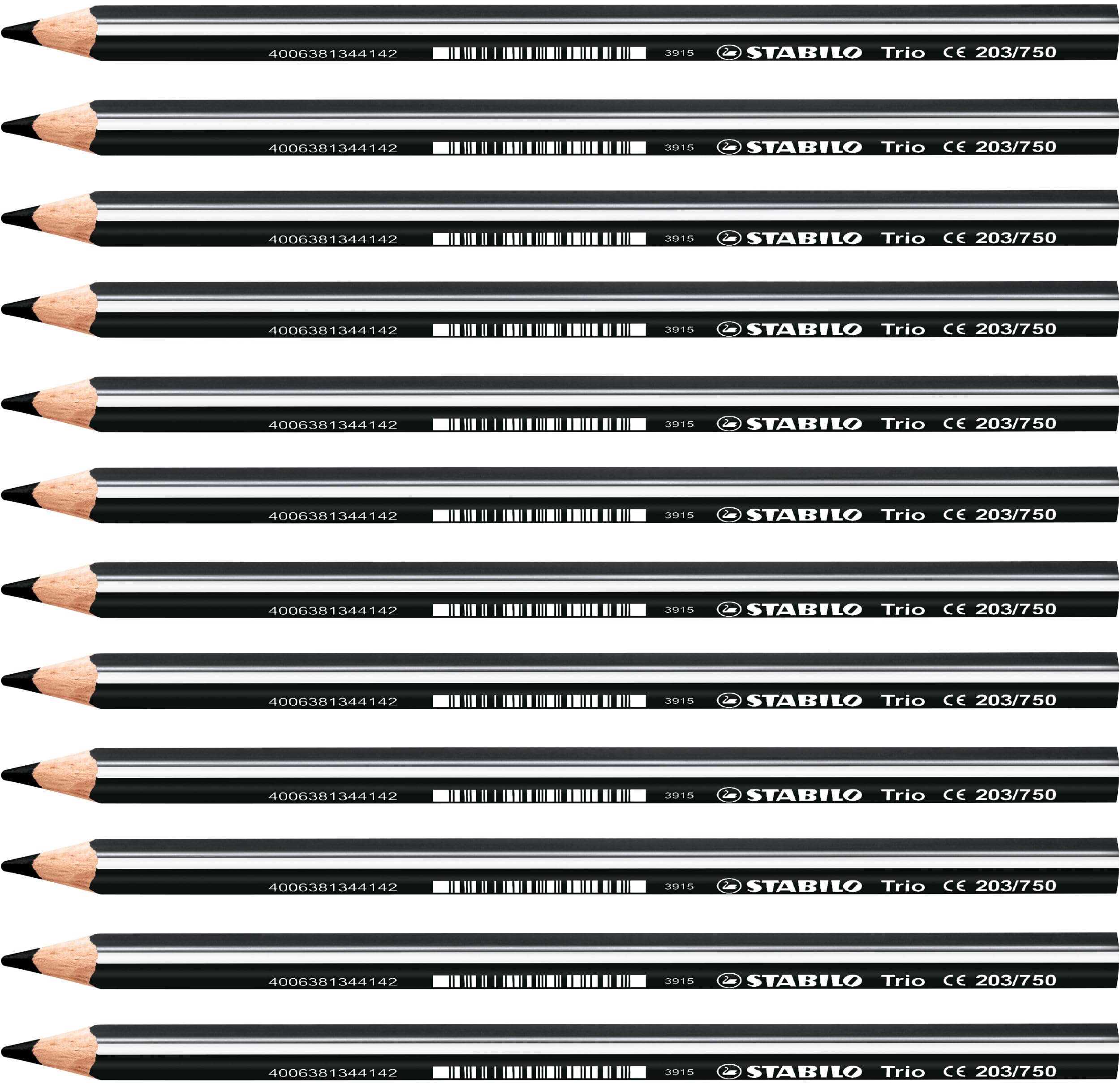 STABILO Colouring Pencil Trio thick - Pack of 12 - black