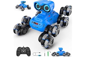 LNNKINE Robot Toys, 8-Wheel Stunt Remote Control Car with Auto-Demonstration, 360° Rotation, LED Eyes, Music, 2.4Ghz, All Terrain Rc Cars, Remote Control Car for Boys 4-7 6-8 8-12
