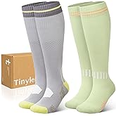 TINYLEMON Wide Calf Compression Socks for Women & Men 15-20 mmHg Cushioned Sole Knee High Support Socks for Long Hours & Daily Wear