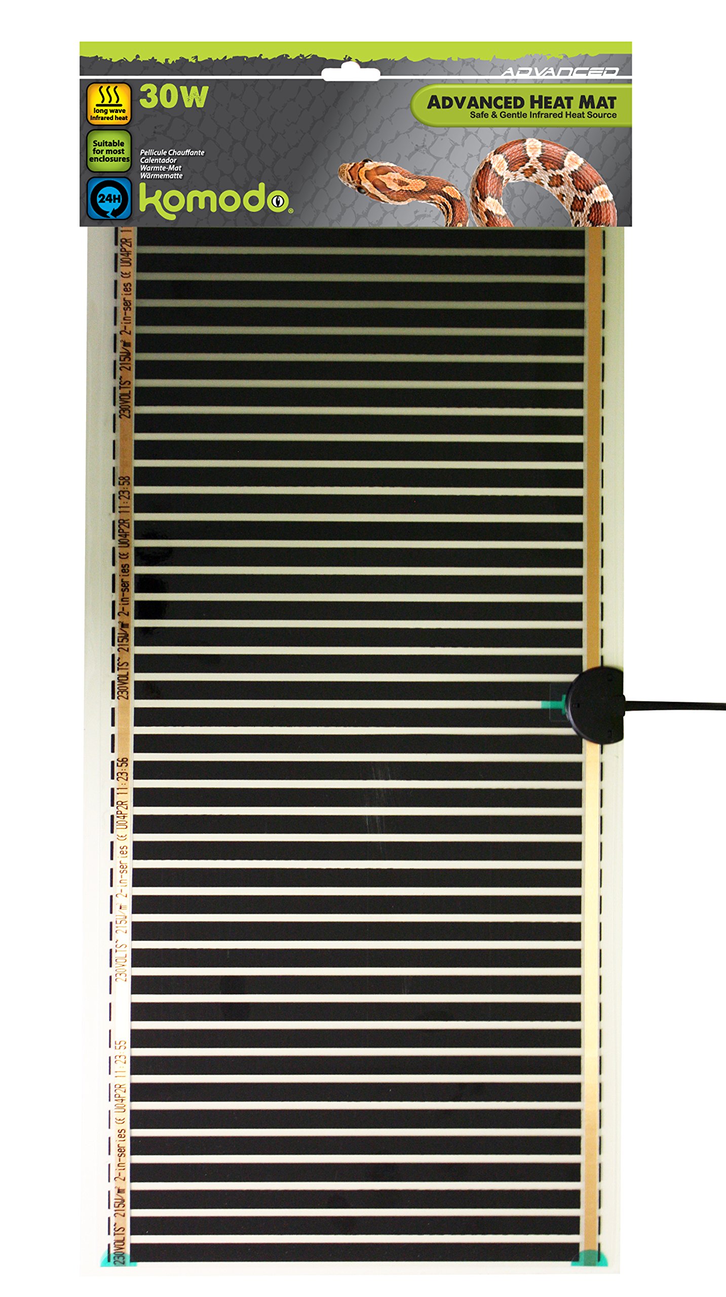 Komodo Advanced Heat Mat for Reptiles 30W Adjustable Temperature Durable Indoor Pad for Terrarium Vivarium Reptile Enclosure Cage Habitats - 571x274mm