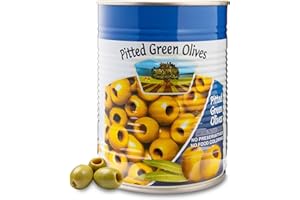 SNACKTERY Premium Pitted Green Olives from Israel - 19 oz Canned Olives for Salads, Pizzas, Appetizers & Mediterranean Dishes, No Preservatives