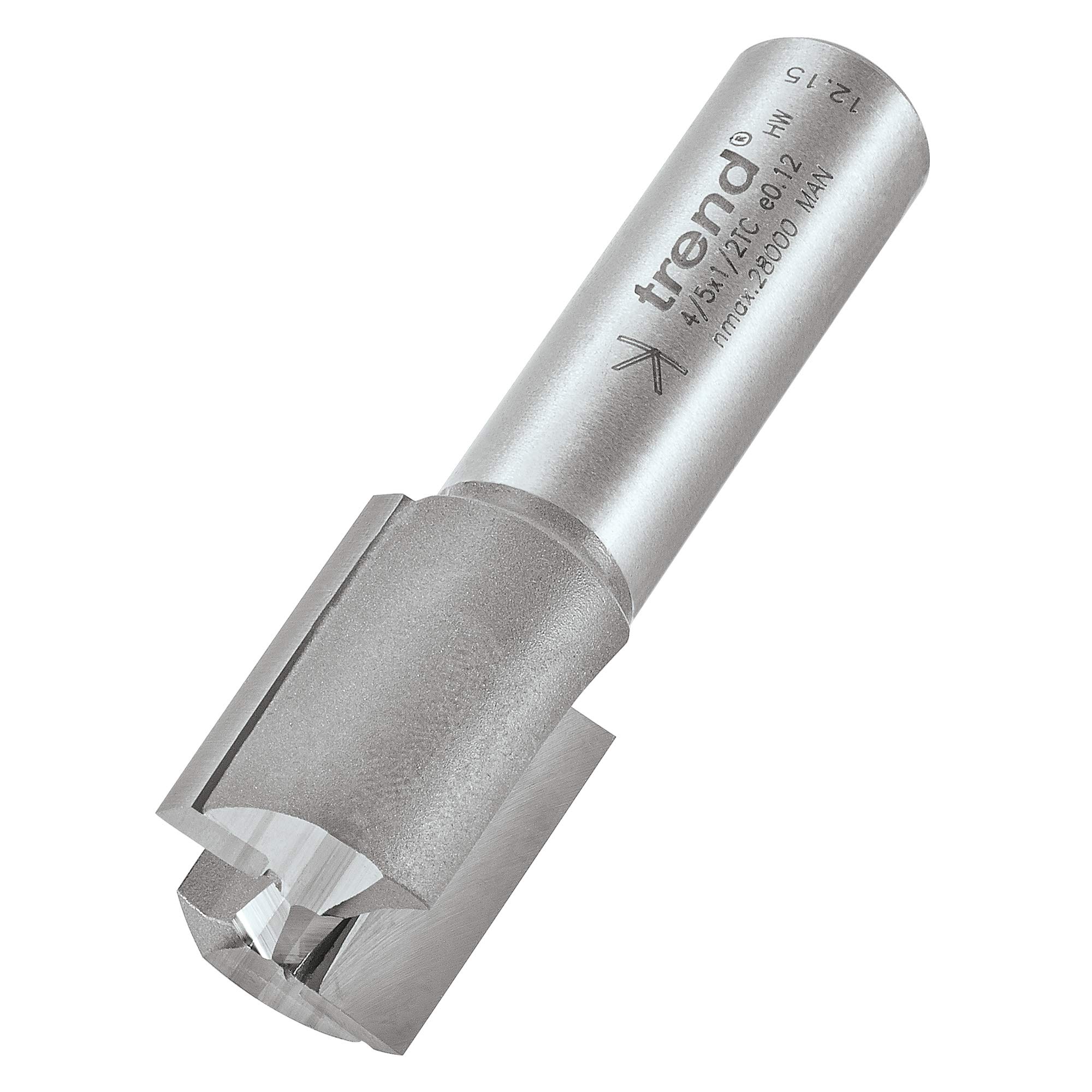 Trend Professional Straight Two Flute Cutter, 1/2 Inch Shank, 19.1mm Cut Diameter, Tungsten Carbide Tipped, 4/5X1/2TC