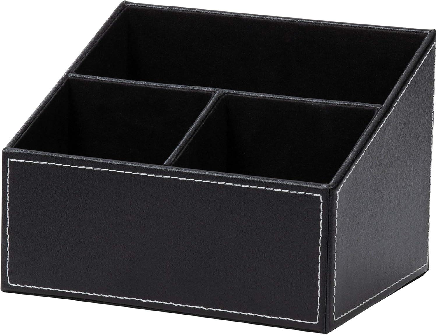Black Faux Leather Desk Organizer (7.2 x 5.5 Inches) Home