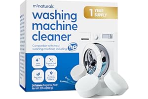 M3 Naturals Washing Machine Cleaner for HE Front & Top Load, 24 Tablets for Sensitive Skin, Formulated to Remove Grime, Residue and Odor, Septic Tank Friendly, 1-Year Supply