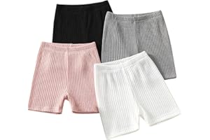Generic 4 Pack Toddler Girls Dance Shorts Girls Bike Short Breathable Summer Soild Ribbed Shorts Baby Baby Girls Knit Pants, 