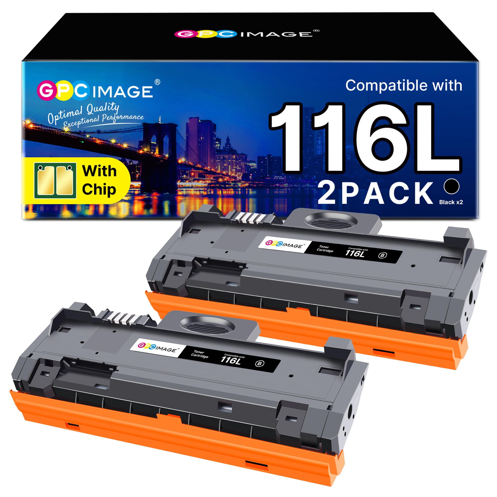 GPC Image MLT D116L D116S Compatible Toner Replacement for Samsung MLT D116L D116S to use with Xpress SL-M2835DW M2825ND M2825DW M2885FW M2675 M2675FN M2875FD M2625 M2626 M2676 M2825 (Black, 2-Pack)