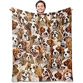 WIFILLET Cavalier King Charles Dog Throw Blanket,Cavalier King Charles Gifts for Dog Lovers,Flannel Blanket for Dog Mom Dad,Gifts for Kid Girls Boys Halloween Christmas,40" x 50"