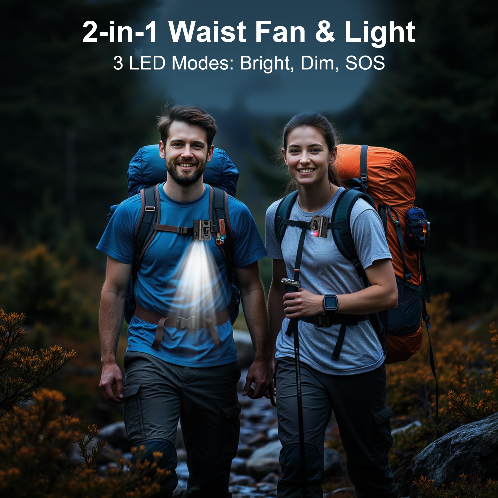 Portable Waist Fan Rechargeable, 5 Speeds 15000RPM Mini Personal Clip on Fan for Shirt, 1000mAh Hands-Free Wearable Belt Fans, Neck Body Cooling Travel Essential for Camping, Outdoor, Jobsite, Farms