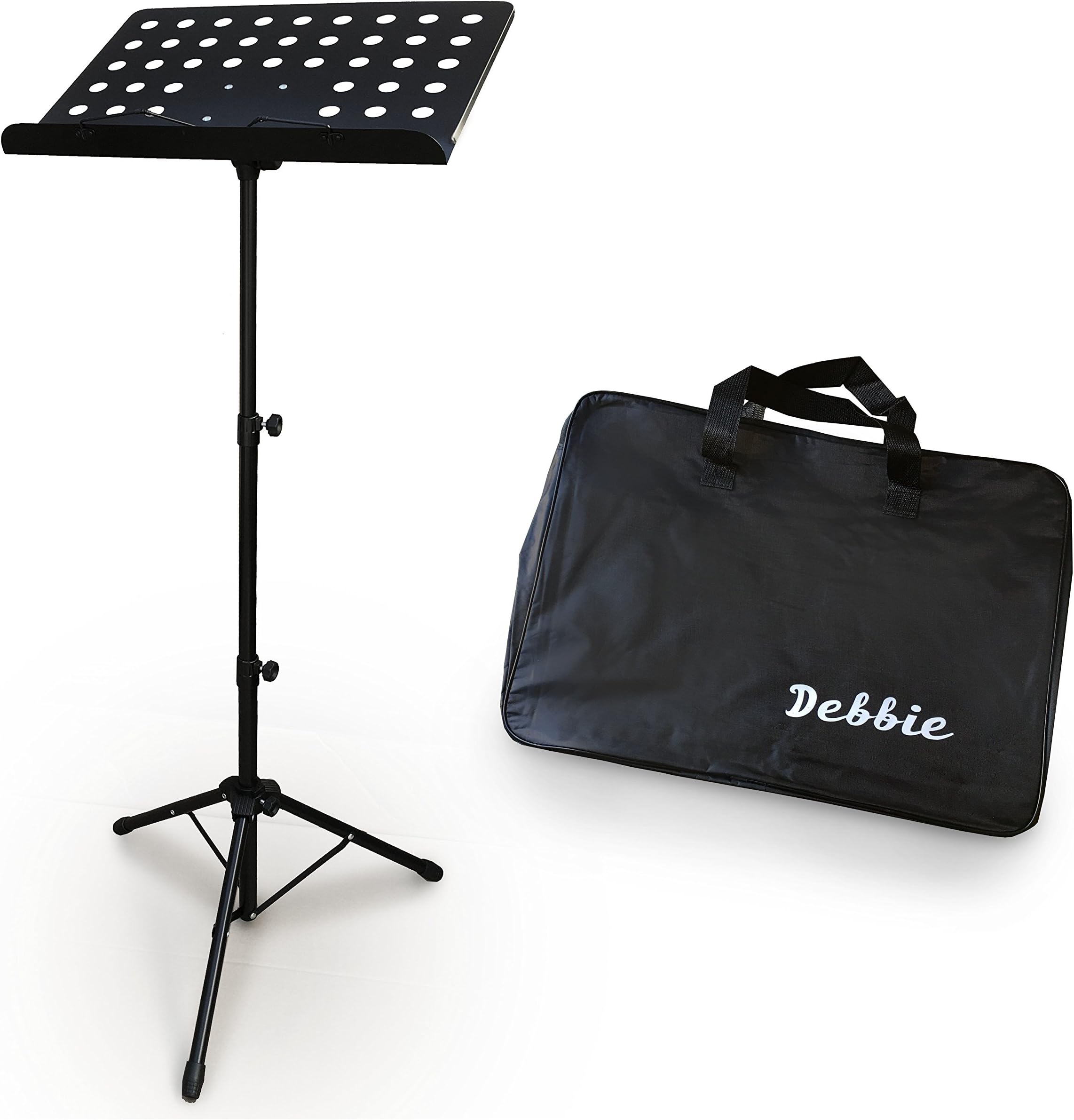 Adjustable Folding Sheet Music Stand Tripod Score Holder Mount IPAD - Free Carrying Black Bag - Heavy Duty and Professional Collapsible Orchestra - Drums, Piano, Violin, Flute, Clarinet, Guitar