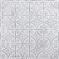 Holydecot Tin Wall Tiles 24x24 Nail-Up, Stair Risers, Metal Ceiling Tiles, 5 Pack (Antique White)