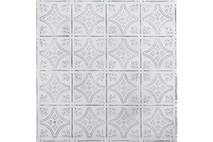 Holydecot Tin Wall Tiles 24x24 Nail-Up, Stair Risers, Metal Ceiling Tiles, 5 Pack (Antique White)