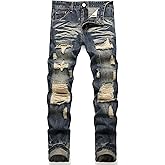 AITITIA Men's Ripped Regular Fit Jeans