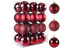 TranquilBliss Christmas Ball Ornaments 24pcs 2.5-Inch Tree Decorations - Ideal for Xmas Tree, Holiday Party, Wreath & Tabletop Decor (Red)